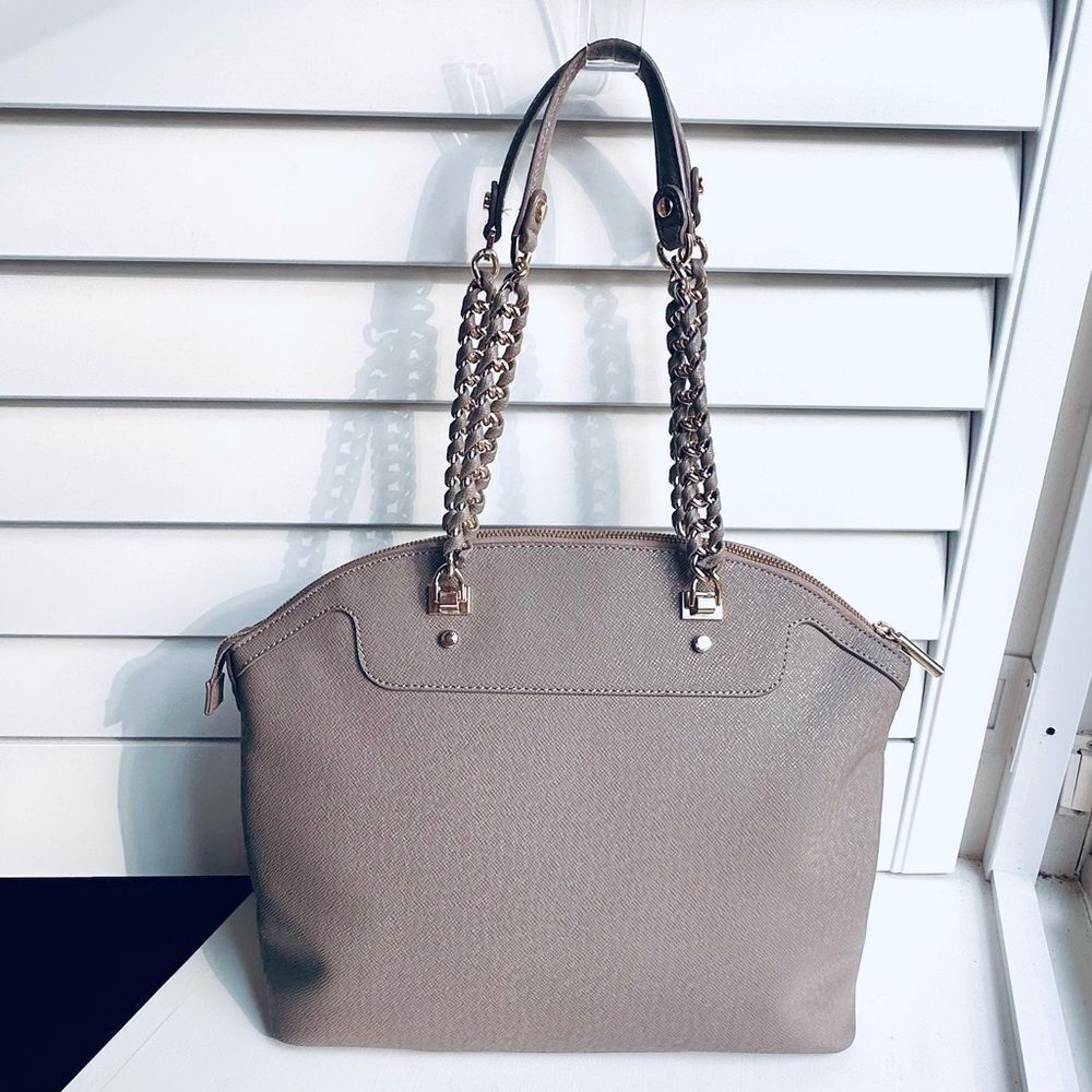 Liu-Jo bag leatherette-saffiano shoulder/tote in gray gold accent
